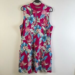 Tommy Bahama Golf Tennis Tropical Print Athletic Dress XL X-large Pink